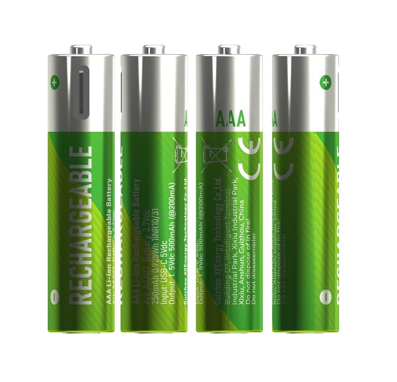 AAA lithium rechargeable batteries